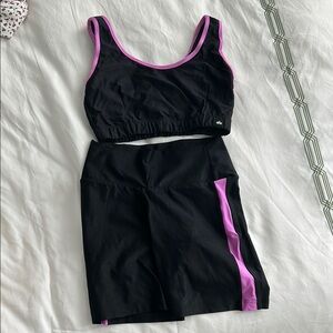 Booty by Brabants Black and Purple Athletic Set (bra and bike shorts)